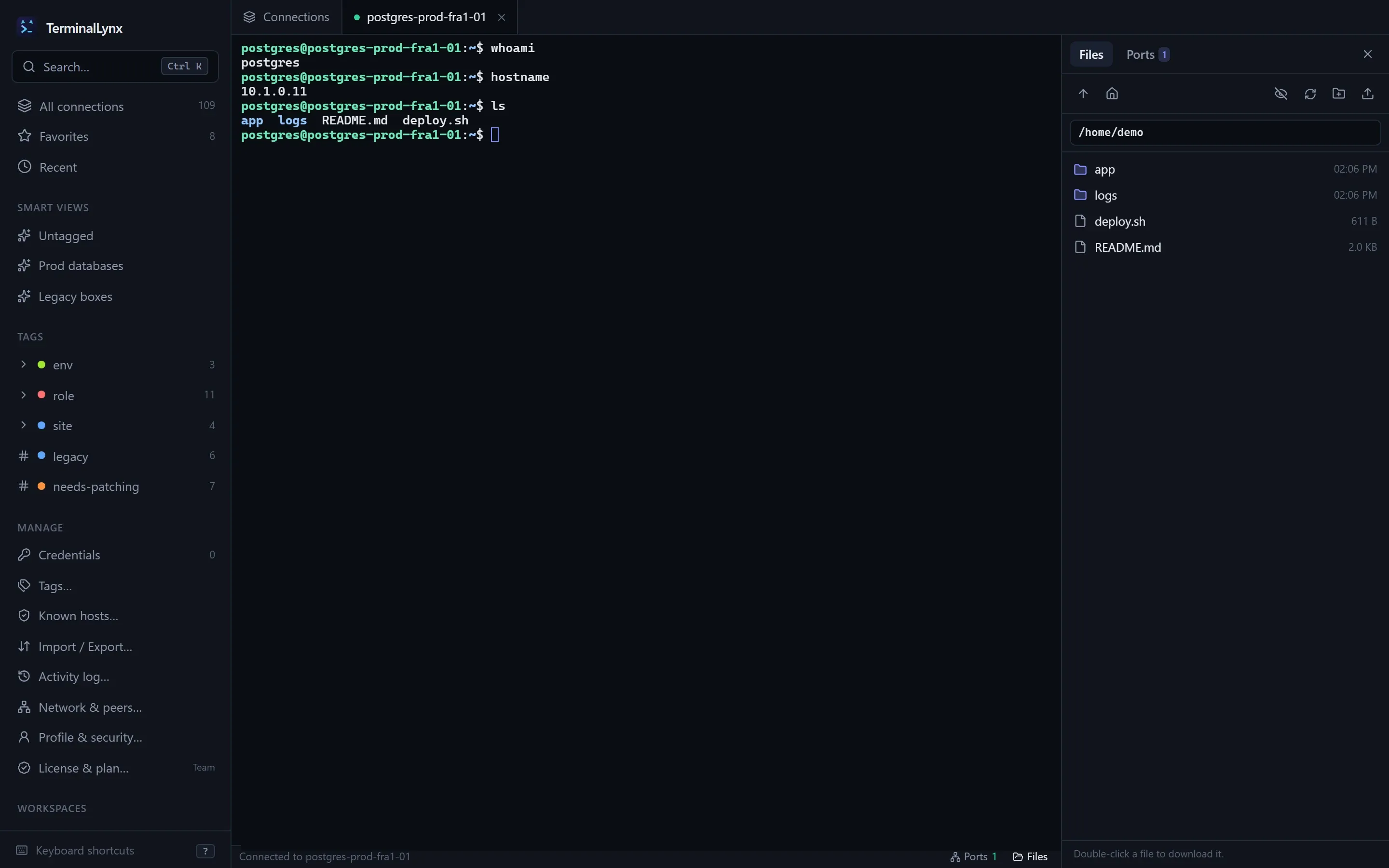 A terminal session with the SFTP browser open.