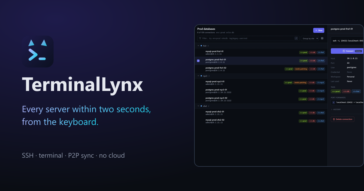 I didn't want my SSH hosts and credentials in someone's cloud, so I built an SSH manager that syncs 